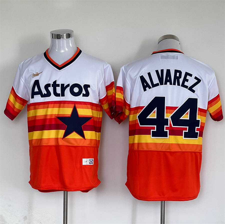 Men's Houston Astros Yordan Alvarez #44 White Home Cooperstown Collection Jersey
